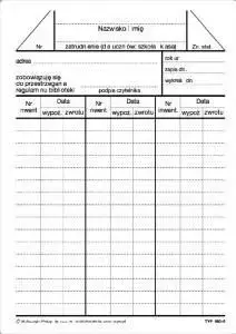 Library reader card pad Michalczyk & Prokop 980-5 — notebook-style card set for recording borrowers