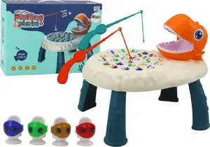 Игровой набор LEANToys — ловля рыбок, столик-динозавр оранжевый (настольная развивающая игра)