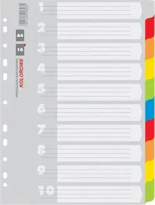Dividers A4 Cardboard 1–10 Unprinted Colored · office products
