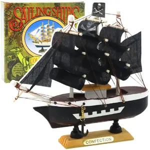 Decorative Collector Model Ship LEANToys Pirate Black Sailing Ship 16x15 cm