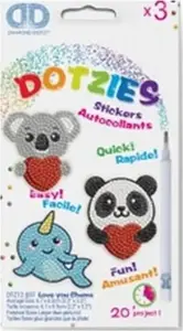 Sticker set Diamond Dotz Love You Chums – Diamond Dotz 3‑pack, craft sticker kit with resin facets