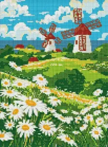 Diamond mosaic canvas without frame, Ideyka — 'Field of Daisies' 30x40 cm