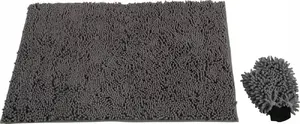 Towel rug for dogs with microfiber glove Aptel 90x60 cm gray — drying mat