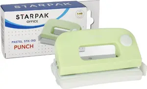 Дырокол STARPAK STK DZI11 — диаметр отверстия 0.8 см, вместимость 80 листов, пастельно-зелёный