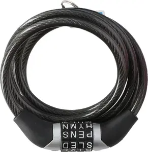 Велозамок DUNLOP спиральный с кодовым замком 0,6×120 см, чёрный