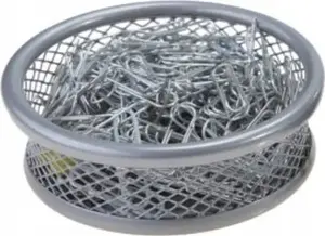 Magnetic Round Clip Cup TEKA 550581, small silver desk organizer for paper clips