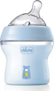 Детская бутылочка CHICCO NaturalFeeling 150 мл с силиконовой соской медленный поток 0м+ синяя