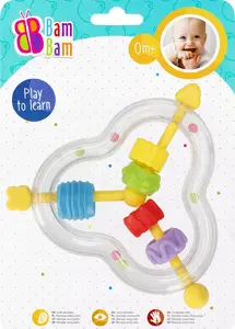 Погремушка треугольник Bambam модель B14337S 15×20×2 см — детская мягкая, стираемая, наполнитель B/C