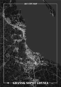 Decorative Poster ART MAP — Gdańsk, Gdynia, Sopot (Art-Map Plakat dekoracyjny)