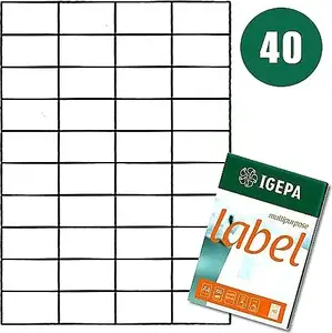 Label sheets Biurfol ETYKIETY A4 IGEPA 52.5 x 29.7 mm white – pack of 100
