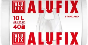 Trash Bags Alufix with Handles HDPE 10 L 40 pcs white