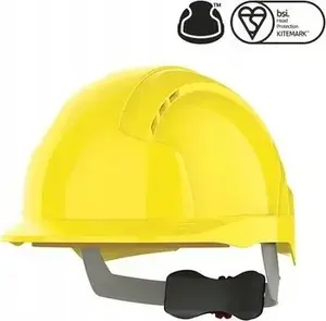Aizsargķivere JSP EVOLite® ar regulēšanu uz ratu, ventilēta, dzeltena