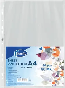 Forofis A4 Plastic Sleeves PP 0.080 mm 20 pcs - Document Protectors (MPN 91103)