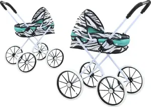 Lelles ratiņi LEANToys 17739 — salokāmi, lielas riteņi, zebras tirkīza