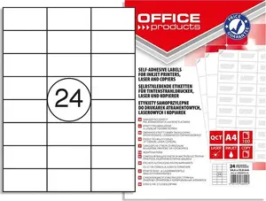 Labels Office Products A4 64.6×33.8 mm white, 100 sheets — office products
