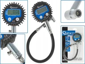 Tire Inflator Gauge GEKO G01273 — digital electronic pressure gauge with hose (60)