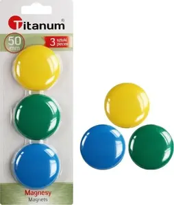 Board Magnets Titanum 50 mm, pack of 3, round magnetic markers for whiteboards and noticeboards