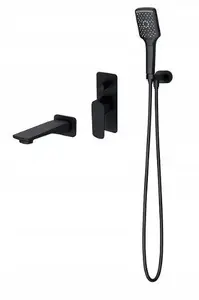 Built-in bathtub set CERSANIT LARGA S952-044 black — underwall installation, concealed fittings