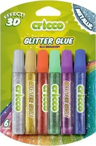 Блестящий 3D-клей Cricco 10 г, неоновые цвета, набор 6 шт.