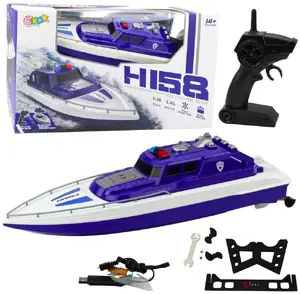 Remote Control Police Motorboat LEANToys 1:28 scale, blue, RC model