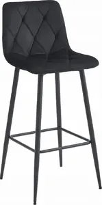 Bar stool LEOBERT NADO — black velvet seat, black legs, height unspecified, set of 2
