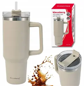Ceļojumu termokrūze Klausberg KB-7944 1100 ml ar rokturi un salmiņu, nerūsējošais tērauds