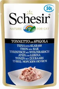 Консервы для кошек Schesir Single Dish Тунец с бассом 50 г