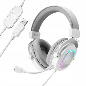 Pār ausīm studijas austiņas Fifine H6W AmpliGame ar RGB un 7.1 telpisku skaņu