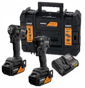 Bezvadu instrumentu komplekts DeWalt 18V XR — momentuzgrieznis DCF86 un skrūvgriezis DCF92, 2×5Ah akumulatori