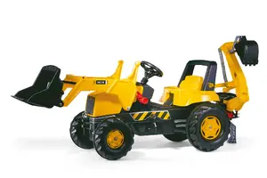 Braucamā traktoriņš rolly toys rollyJunior JCB — pedāļu piedziņa, 4 riteņi, 3–8 gadi, melns/dzeltens