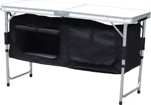 Складной кемпинговый стол ROYOKAMP 120×60 см высота 70/62/54 см с отъемной тумбой 33×30×36 см