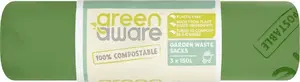 Мешки для садовых отходов GreenAware 150 л, набор 3 шт., прочные устойчивые к разрывам