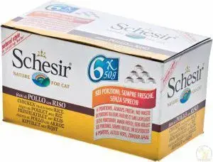 Влажный корм для кошек Schesir мультипак 6 x 50 г — курица с рисом