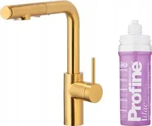 Кухонный смеситель kfa² DUERO PURE BASIC с выдвижным изливом и системой фильтрации Profine Lilac S, Brushed Gold