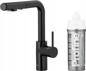 Кухонный смеситель kfa² DUERO PURE BASIC с выдвижным изливом и набором фильтрации Profine Silver S, черный
