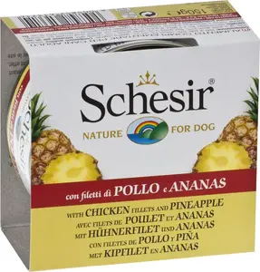 Влажный корм для собак Schesir Kurczak i ananas 150 г — курица с ананасом