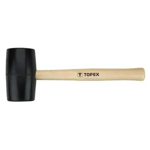 Молоток Topex 02A344 — деревянная рукоять, бой 450 г, длина 340 мм, вес 580 г, чёрный