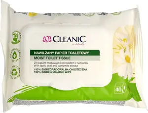 Влажная туалетная бумага CLEANIC с экстрактом ромашки, упаковка 40 шт.