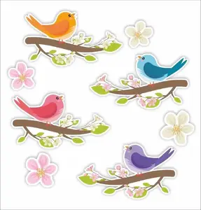 Window decorations double-sided by LearnHow — birds design, set of 8