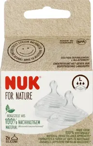 Соска для бутылочки Nuk размер L 9+ мес, силикон, 2 шт (MPN 10124027)