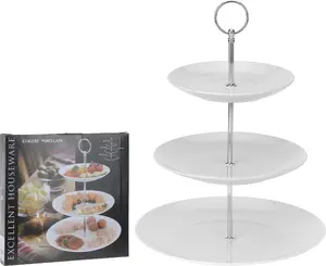 Tiered stand Round porcelain 256×251×50 mm Excellent Houseware 150153
