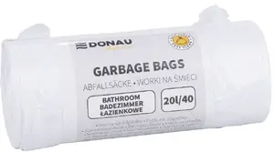 Atkritumu maisi Donau Home vannas istabai HDPE 20 l 40 gab. balti