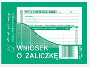 Veidlapu bloks Michalczyk & Prokop Wniosek o zaliczkę A6 40 loksnes (408-5)