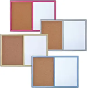 Dry-erase and cork combination board Bi-Office Combo 60x40 cm, lacquered surface, colored frame