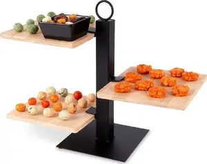 Three-tier metal stand with wooden bowl Excellent Houseware Patera 32×32×26.5 cm