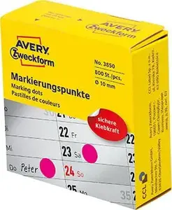 Label stickers Avery Zweckform ETYKIETY ZF 3850 round 10 mm pink