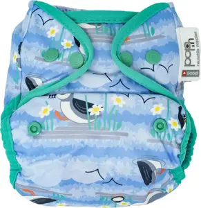 Close Caboo atkārtoti lietojama visu vienā autiņbiksīte Pop-in AIO Blue Puffin ar spiedpogām, izmērs 4,5–16 kg, 1 gab.