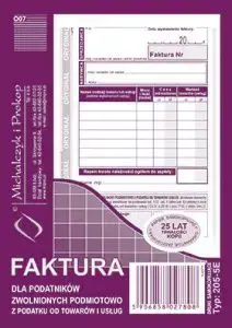 Invoice book Michalczyk & Prokop A6 Faktura for VAT-exempt taxpayers, 205-5E