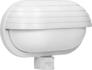 Wall Light ORNO MUSAM LF-1/W, outdoor fixture with 180° motion sensor, 1x60W E27, IP44, plastic, white