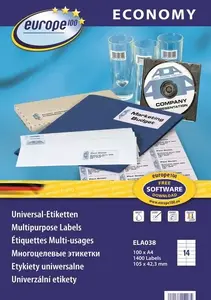 Self-adhesive Printer Labels Avery Zweckform ELA038 — A4, 10.5×4.23 cm, 1400 labels (100 sheets)